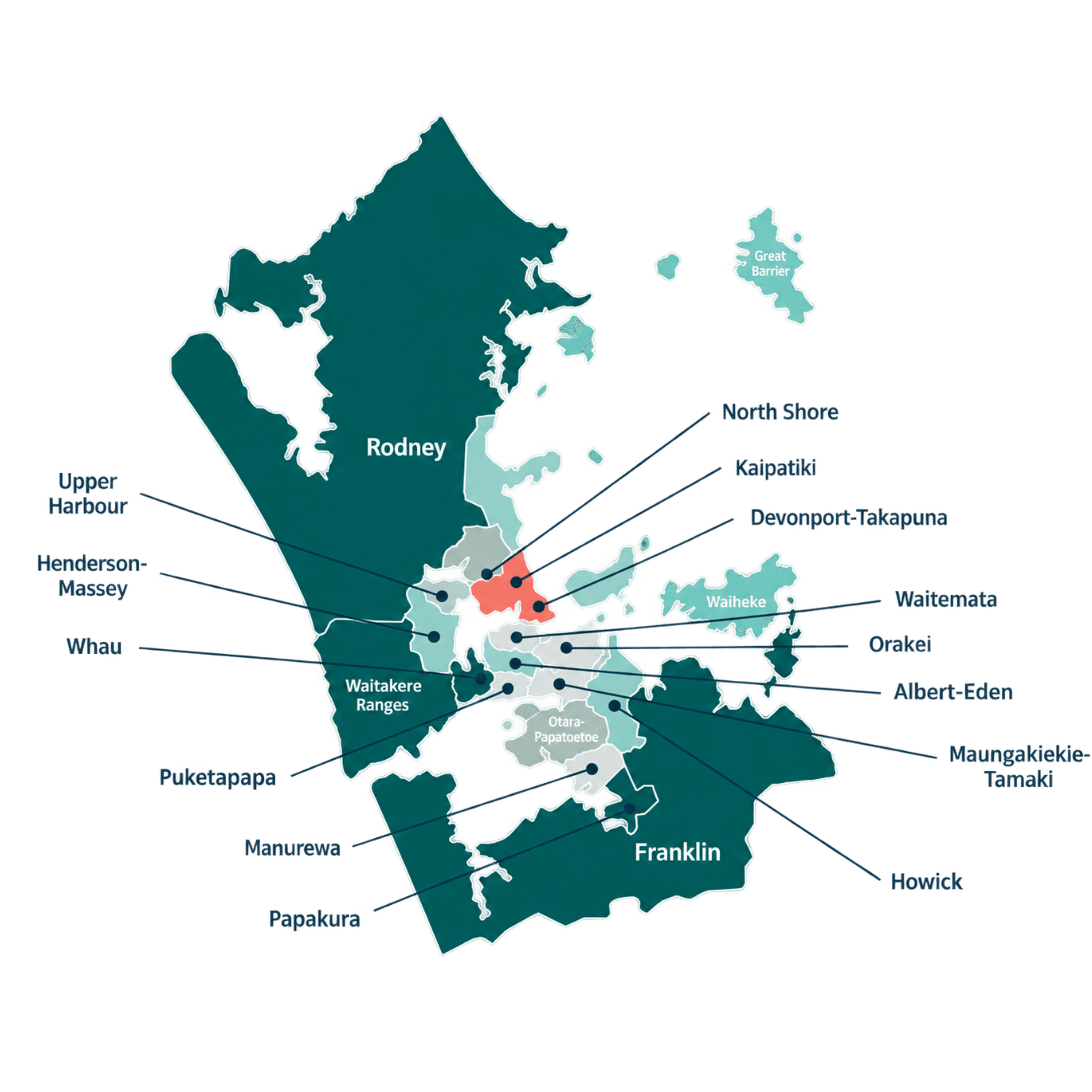 Auckland map of Pet Refuge services